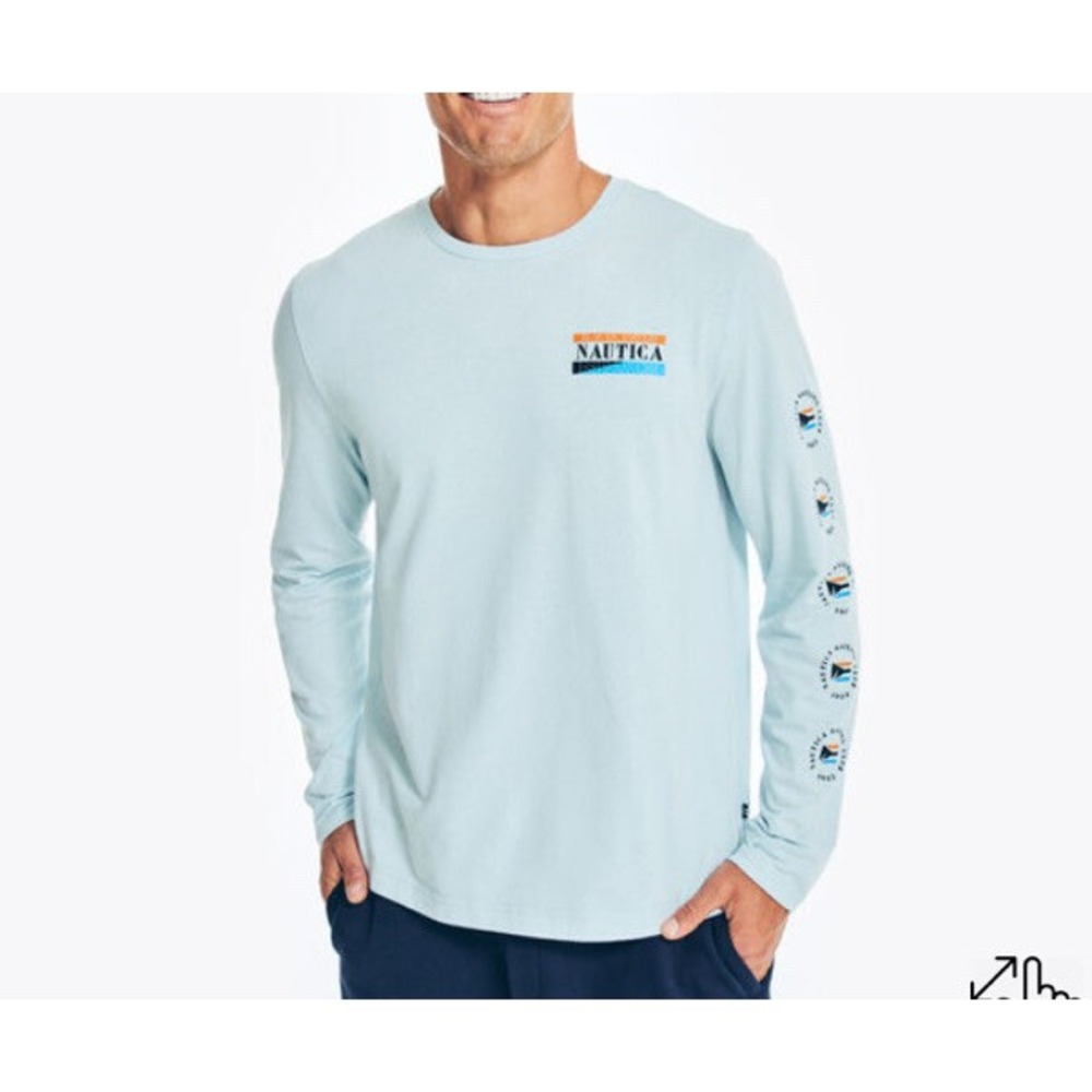 Nautica Nautical Sailing Active Boating Hiking Beach Graphic Long Sleeve T-Shirt
